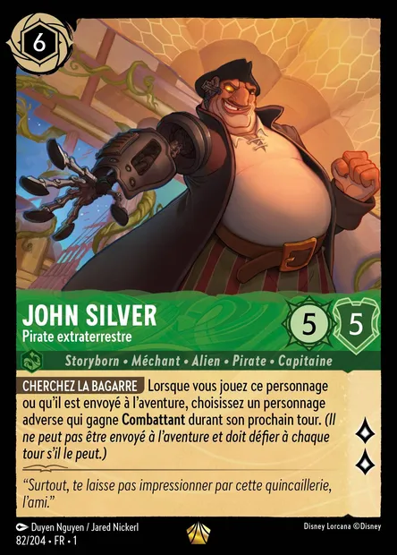 John Silver - Pirate extraterrestre, carte Disney Lorcana CH1-082 — extension Premier Chapitre