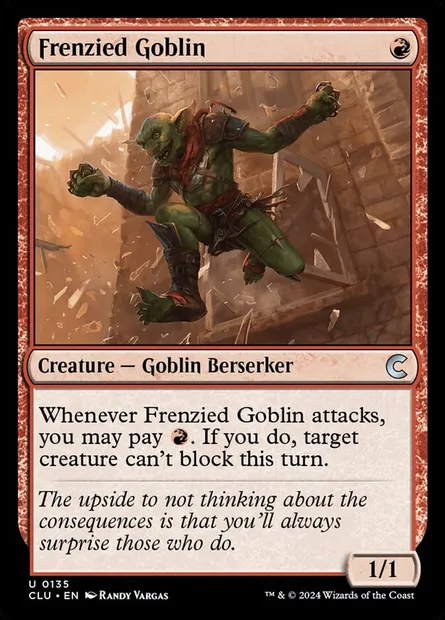 Frenzied Goblin, Magic card CLU 135 — Ravnica: Clue Edition set