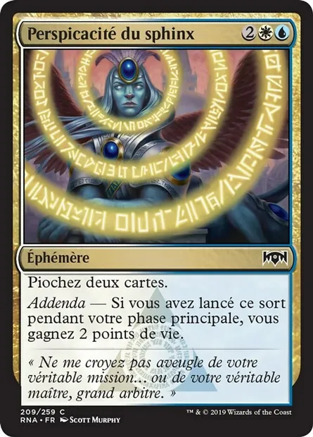Perspicacité du sphinx, carte Magic RNA 209 — extension L'allégeance de Ravnica