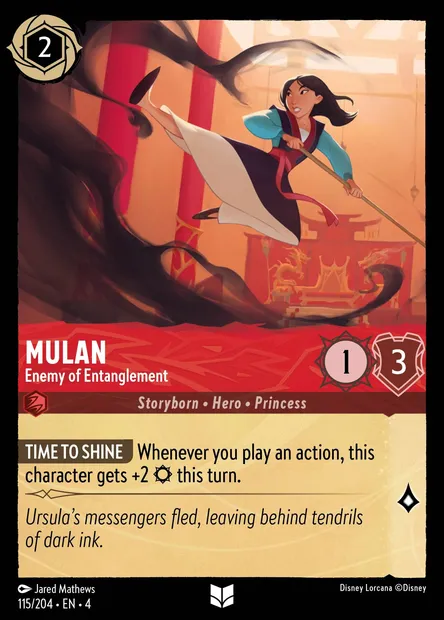 Mulan - Enemy of Entanglement, Disney Lorcana card CH4-115 — Ursula's Return set