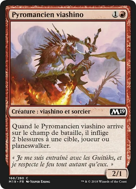 Pyromancien viashino, carte Magic M19 166 — extension Core Set 2019