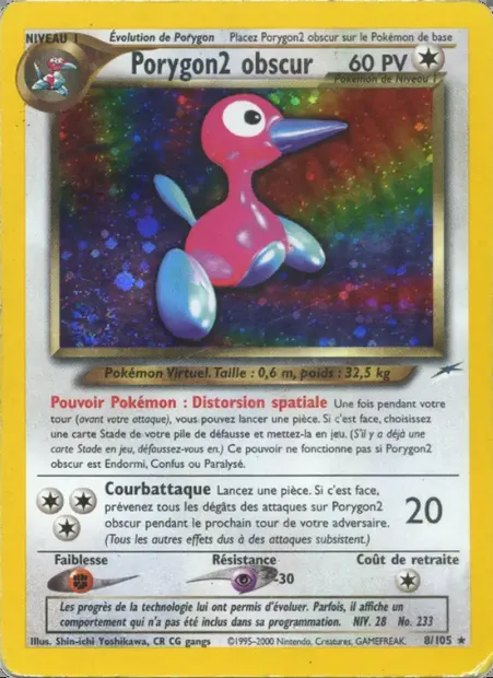 Porygon2 obscur, carte Pokémon NDE 8 — extension Neo Destiny
