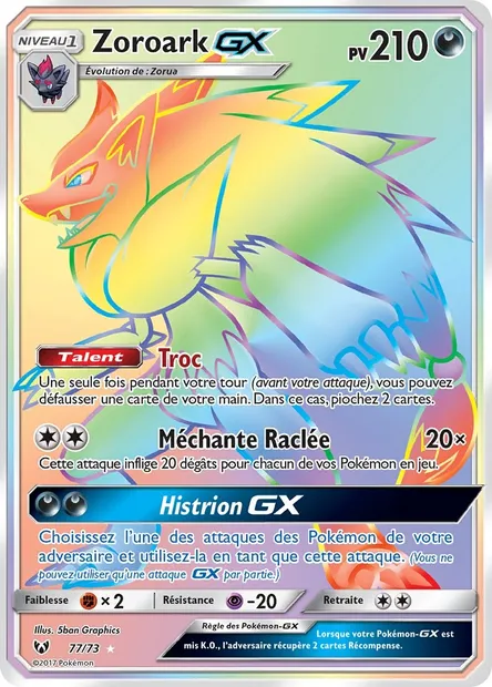 Zoroark GX, carte Pokémon SLG 77 — extension Légendes Brillantes