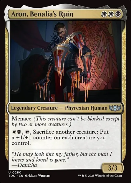 Aron, Benalia's Ruin, Magic card TDC 280 — Tarkir: Dragonstorm Commander set