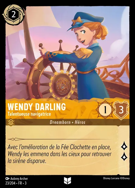Wendy Darling - Talentueuse navigatrice, carte Disney Lorcana CH3-023 — extension Les Terres d'Encres
