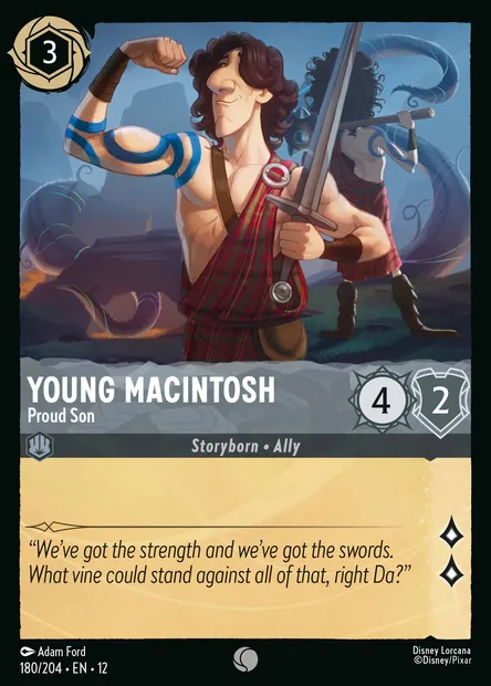 Young Macintosh - Proud Son, Disney Lorcana card CH12-180 — Wilds Unknown set