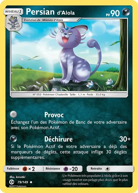 Persian d’Alola, carte Pokémon SUM 79 — extension Soleil et Lune
