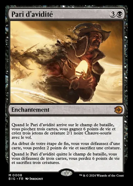 Pari d'avidité, carte Magic BIG 8 — extension The Big Score