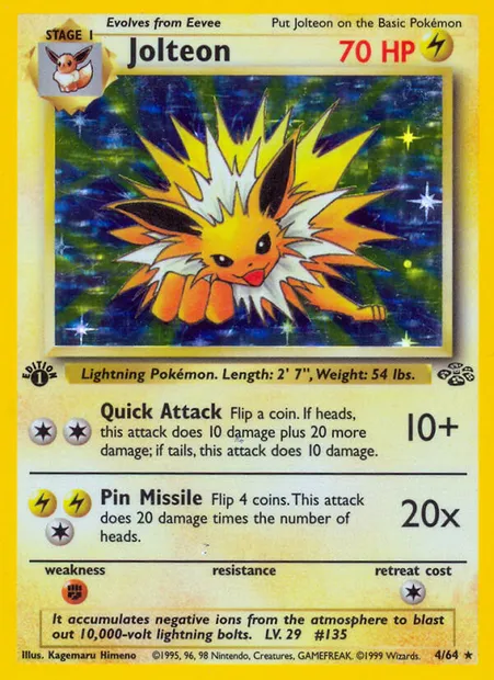 Jolteon, Pokémon card JU 4 — Jungle set