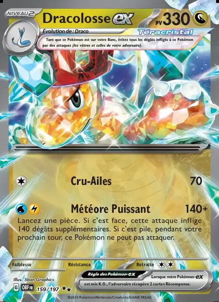 Dracolosse-ex, carte Pokémon OBF 159 — extension Flammes Obsidiennes