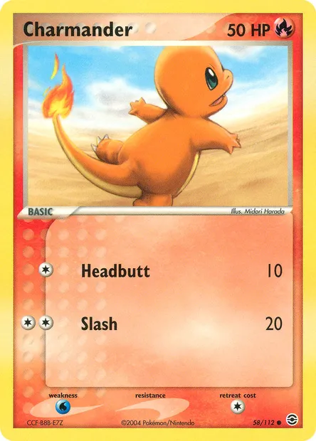 Charmander, Pokémon card RG 58 — FireRed & LeafGreen set