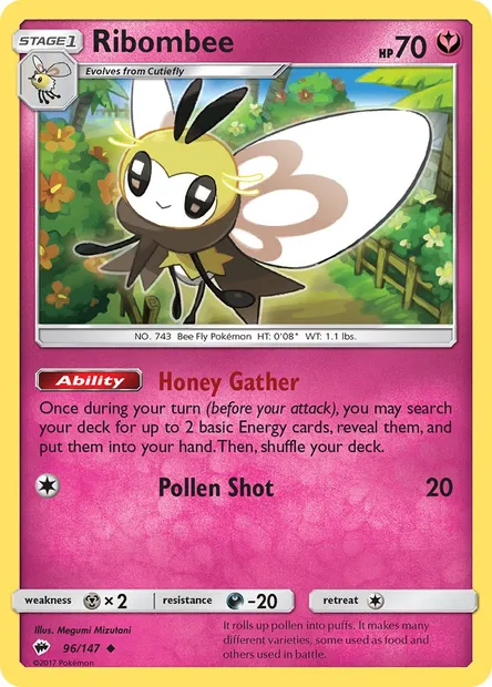 Ribombee, Pokémon card BUS 96 — Burning Shadows set