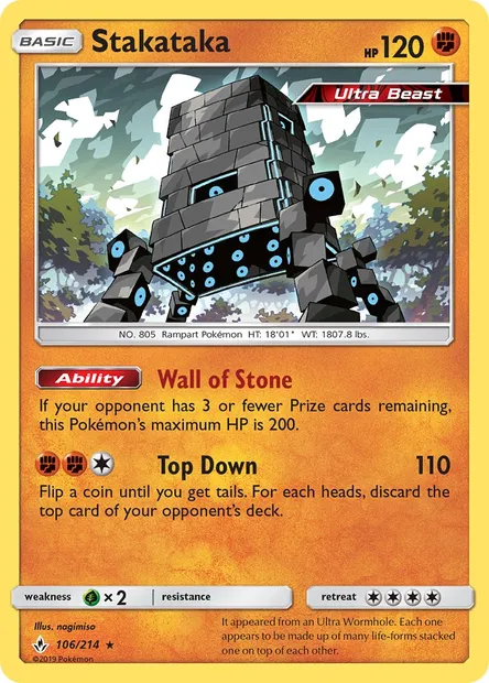 Stakataka, Pokémon card UNB 106 — Unbroken Bonds set