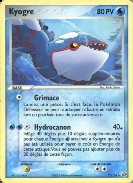 Kyogre, carte Pokémon EM 15 — extension EX Émeraude