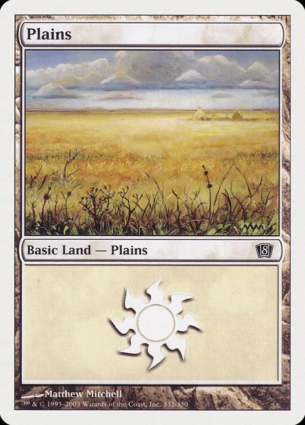 Plains, Magic card 8ED 332 — Eighth Edition set