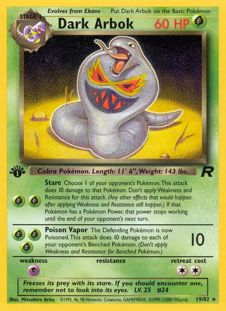 Dark Arbok, Pokémon card TR 19 — Team Rocket set