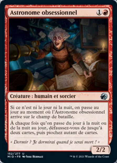 Astronome obsessionnel, carte Magic MID 152 — extension Innistrad : chasse de minuit