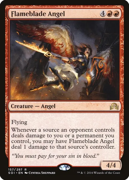 Flameblade Angel, Magic card SOI 157 — Shadows over Innistrad set