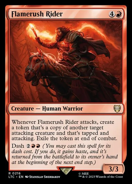 Flamerush Rider, Magic card LTC 216 — Tales of Middle-earth Commander set