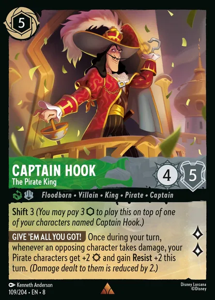 Captain Hook - The Pirate King, Disney Lorcana card CH8-109 — The Reign of Jafar set