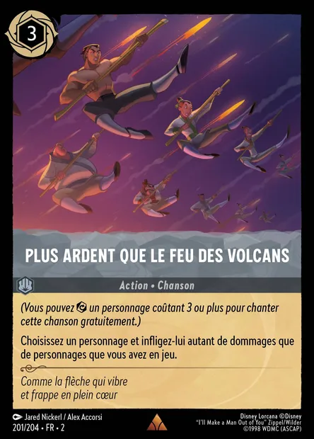Plus ardent que le feu des volcans, carte Disney Lorcana CH2-201 — extension L'Ascension des Floodborn