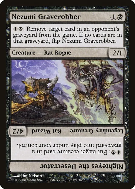 Pilleur de tombes nezumi // Nighteyes the Desecrator, carte Magic CHK 129 — extension Guerriers de Kamigawa