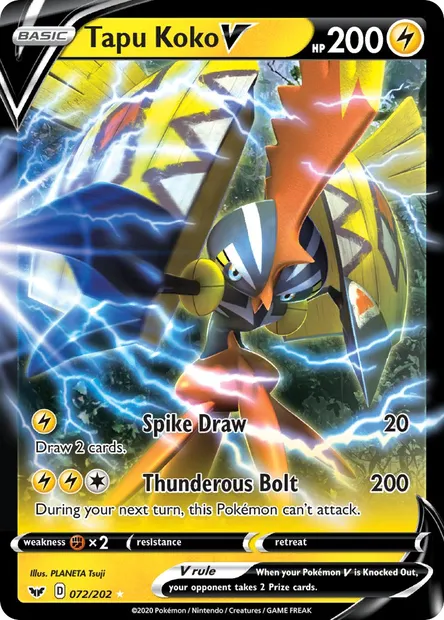 Tapu Koko V, Pokémon card SSH 72 — Sword & Shield set