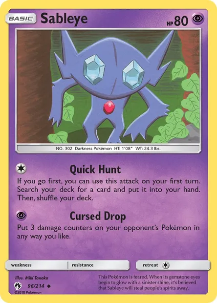 Sableye, Pokémon card LOT 96 — Lost Thunder set