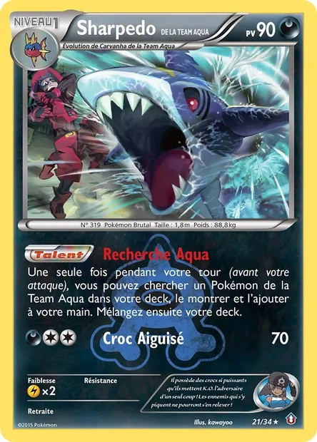 Sharpedo de la Team Aqua, carte Pokémon DCR 21 — extension Double Danger