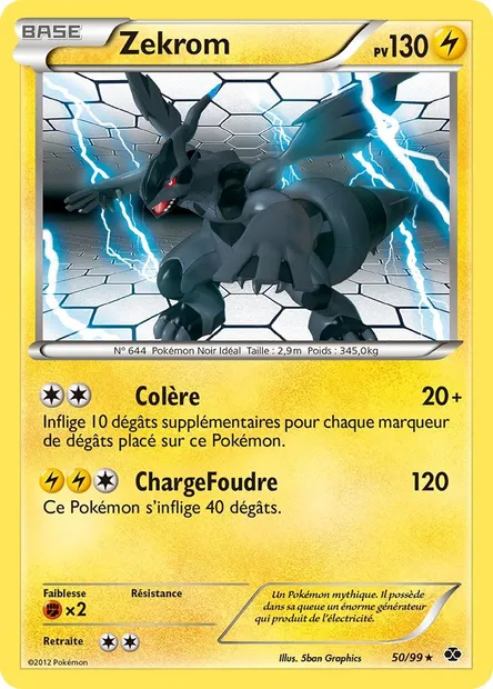 Zekrom, carte Pokémon NXD 50 — extension Destinées Futures