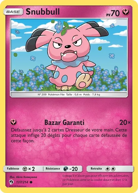 Snubbull, carte Pokémon LOT 137 — extension Tonnerre Perdu