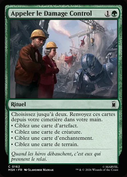 Appeler le Damage Control, carte Magic MSH 162 — extension Marvel Super Heroes
