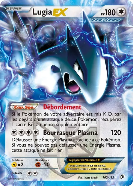 Lugia-EX, carte Pokémon LTR 102 — extension Legendary Treasures