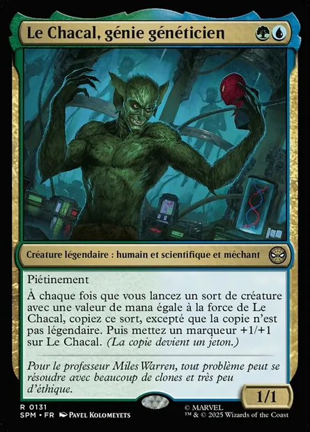 Le Chacal, génie généticien, carte Magic SPM 131 — extension Marvel's Spider-Man