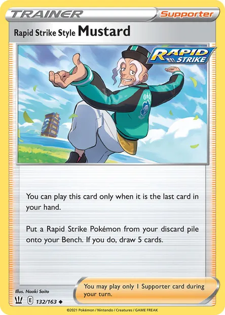 Rapid Strike Style Mustard, Pokémon card BST 132 — Battle Styles set