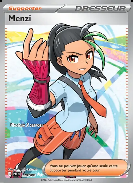 Menzi, carte Pokémon PAF 229 — extension Destinées de Paldea