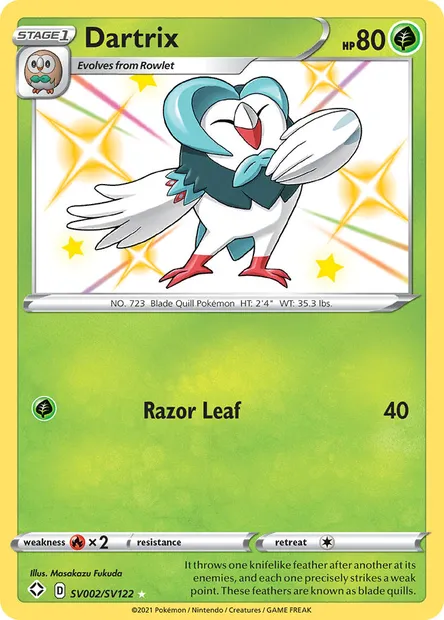 Dartrix, Pokémon card SHF SV002 — Shining Fates set