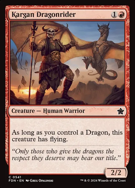 Kargan Dragonrider, Magic card FDN 541 — Foundations set