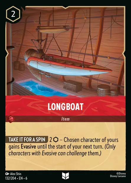 Longboat, Disney Lorcana card CH6-132 — Azurite Sea set