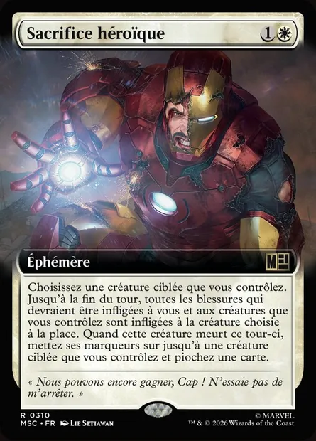 Sacrifice héroïque, carte Magic MSC 310 — extension Marvel Super Heroes Commander