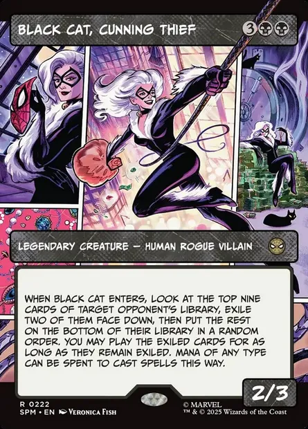 Black Cat, Cunning Thief, Magic card SPM 222 — Marvel's Spider-Man set