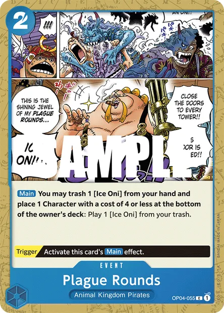 Plague Rounds, carte One Piece OP04-055 — extension KINGDOMS OF INTRIGUE