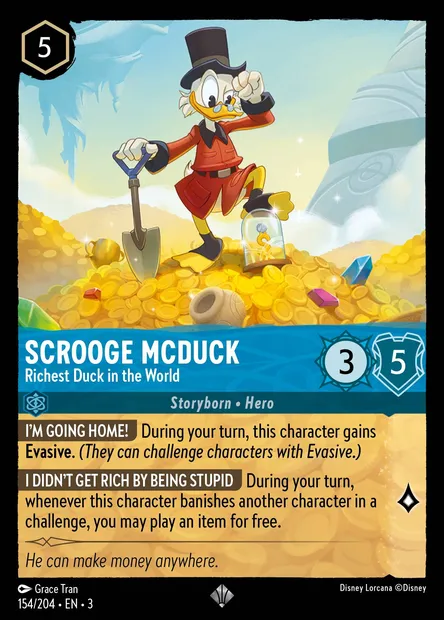 Scrooge McDuck - Richest Duck in the World, Disney Lorcana card CH3-154 — Into the Inklands set