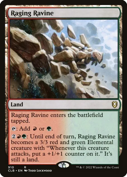 Raging Ravine, Magic card CLB 910 — Commander Legends: Battle for Baldur's Gate set