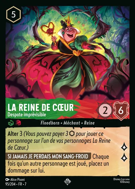 La Reine de Cœur - Despote imprévisible, carte Disney Lorcana CH7-095 — extension L'île d'Archazia