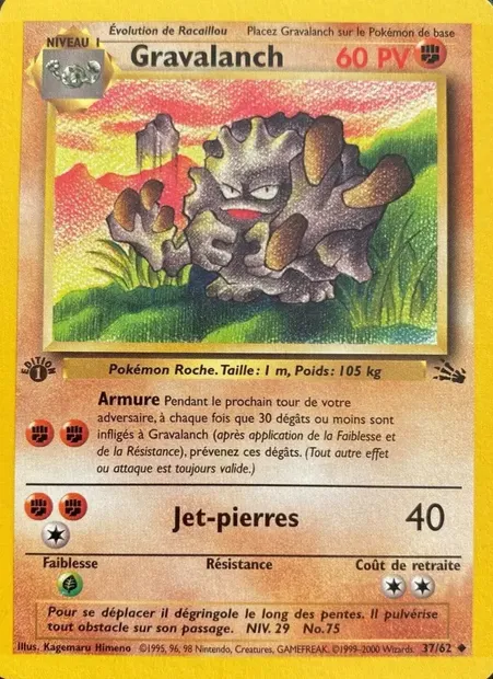 Gravalanch, carte Pokémon FO 37 — extension Fossile