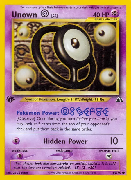 Unown [O], Pokémon card ND 69 — Neo Discovery set