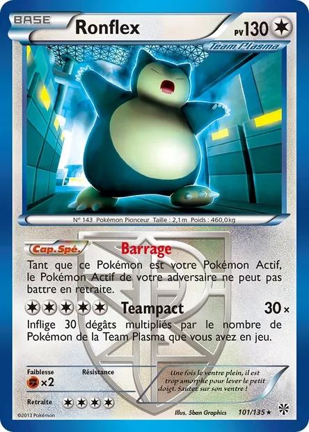 Ronflex, carte Pokémon PLS 101 — extension Tempète Plasma