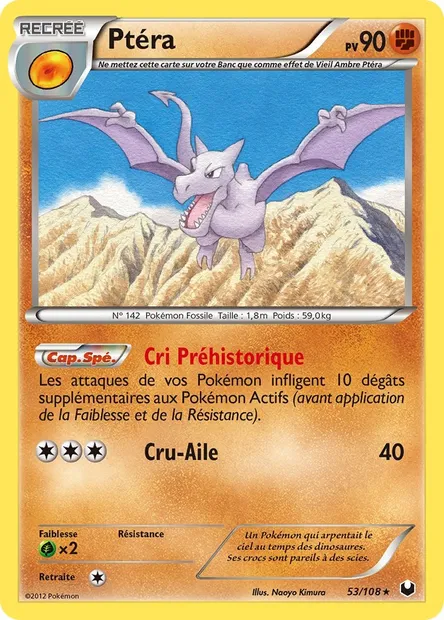 Ptéra, carte Pokémon DEX 53 — extension Explorateurs Obscurs