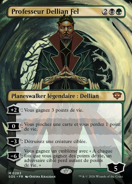 Professeur Dellian Fel, carte Magic SOS 283 — extension Secrets of Strixhaven
